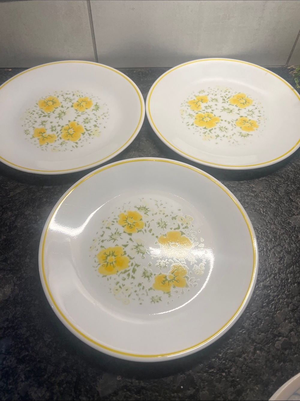 CORRLLE RARE DESIGN April Showers.luncheon plates. Great condition - Set of 3